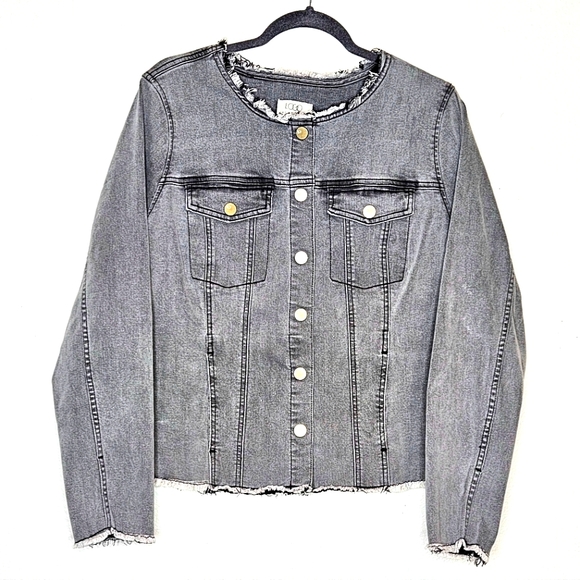 Lori Goldstein QVC Tailored Distressed Edges Denim Jacket Size 12 - Picture 2 of 12